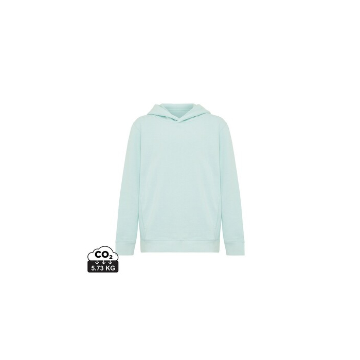 Dziecięca bluza z kapturem i kieszeniami Iqoniq Yengo z bawełny z recyklingu zielony