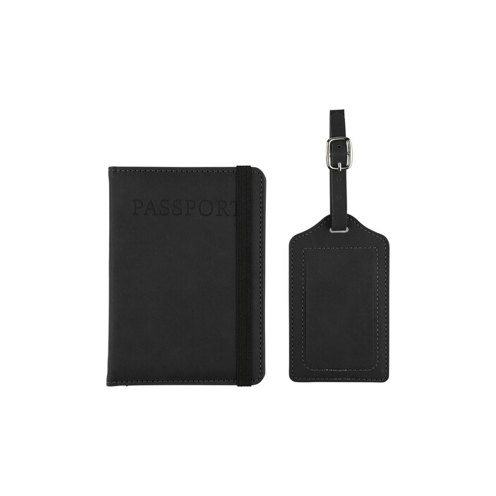 Etui do paszportu, zawieszka do bagażu czarny