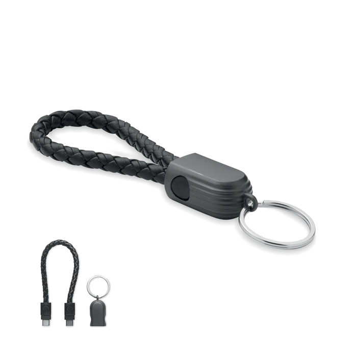 FAULETI LOOP - Brelok z kablem USB-C, Czarny