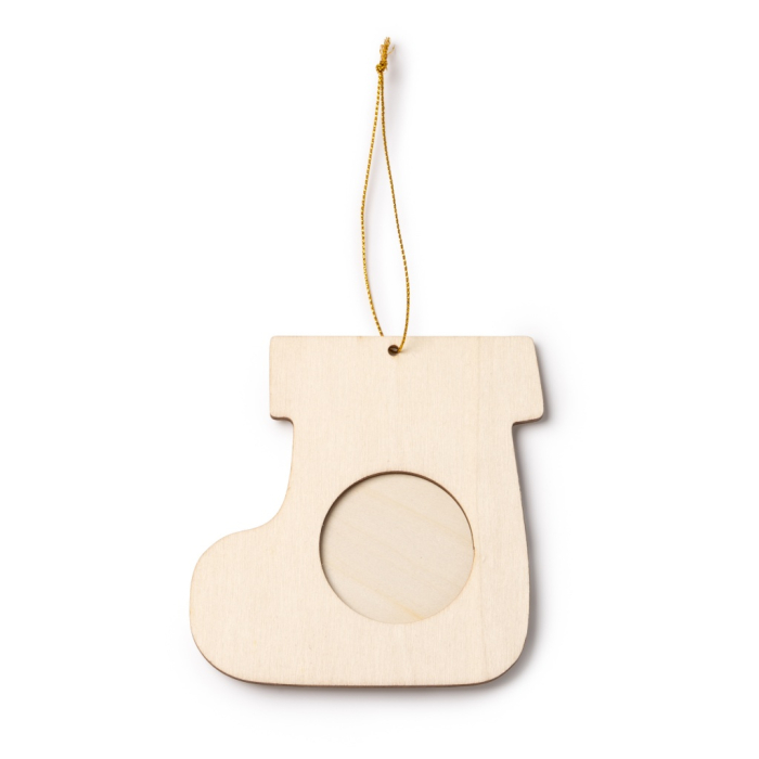 Filey - Drewniana świąteczna ramka na zdjęcia o średnicy 4,5 cm