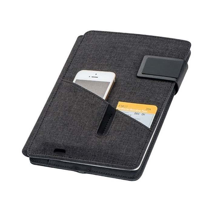 Folder A5 z power bankiem 4 000 mAh LENO, czarny