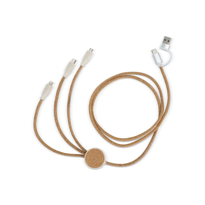 FSC cork 3 in 1 PD charging & data cable, naturalny
