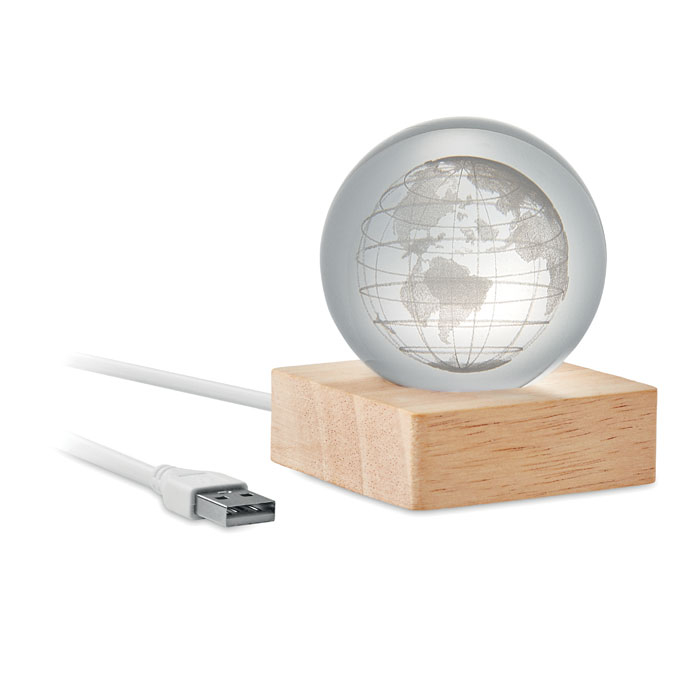 GLOBE LIGHT - Szklana kula LED, Drewna