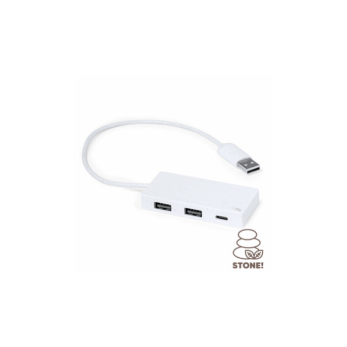 Hub USB i USB-C z ekstraktu z kamienia biały
