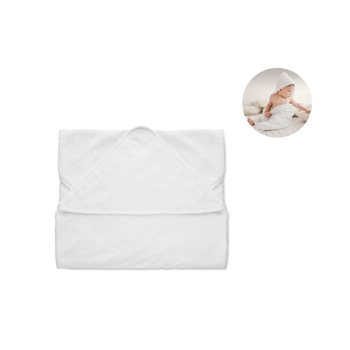 HUGME - Dziecięcy ręcznik z kapturem, Bialy