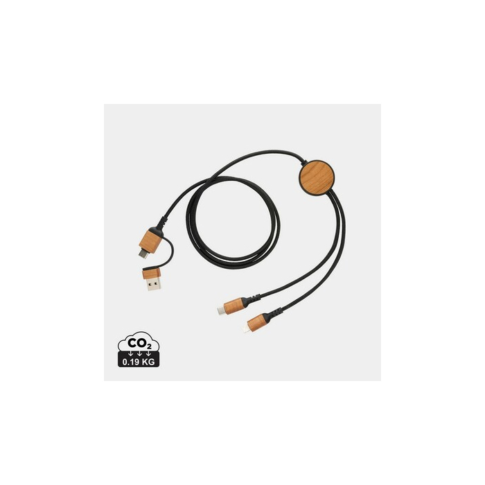 Kabel do ładowania 6 w 1 Ohio, plastik z recyklingu czarny