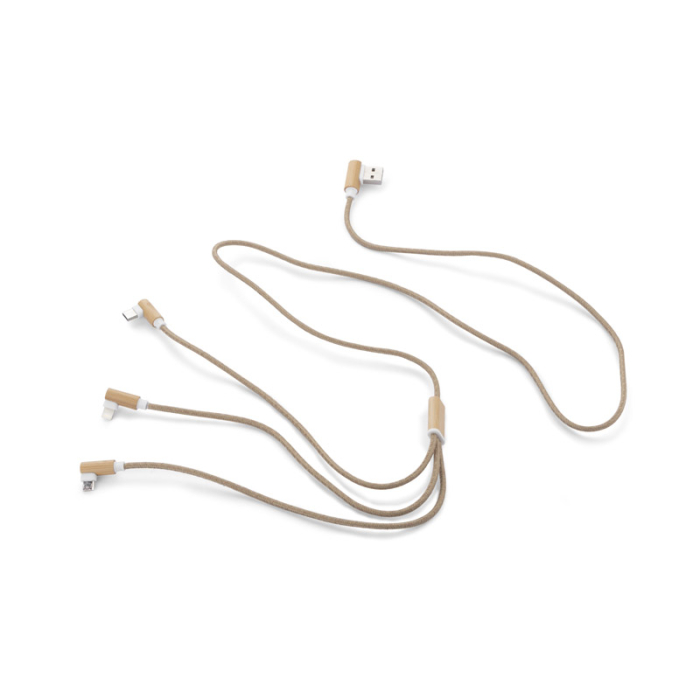 Kabel USB 3 w 1 FLAX beżowy (naturalny)