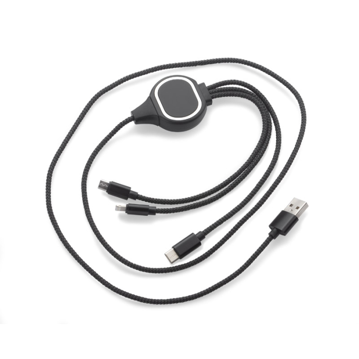 Kabel USB 3 w 1 LUX czarny
