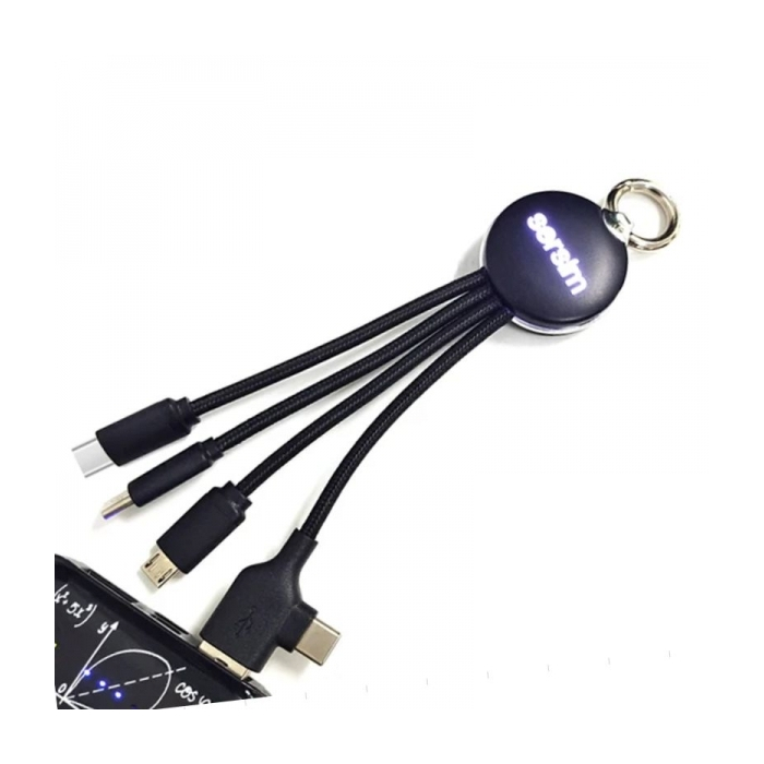 Kabel z podświetlanym logo 4w1, RXD-368, czarny