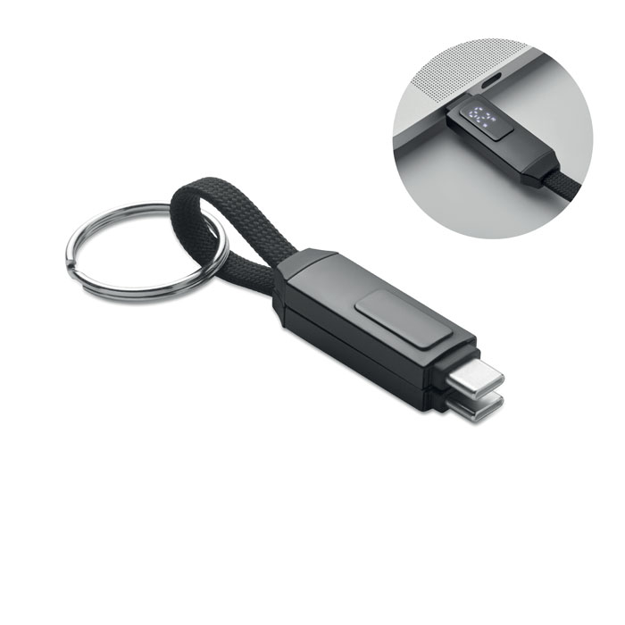 KEYSTO - Brelok z kablem 60W, Czarny
