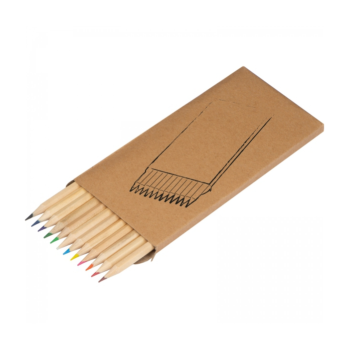 Kredki drewniane 12 kolorów, beżowy