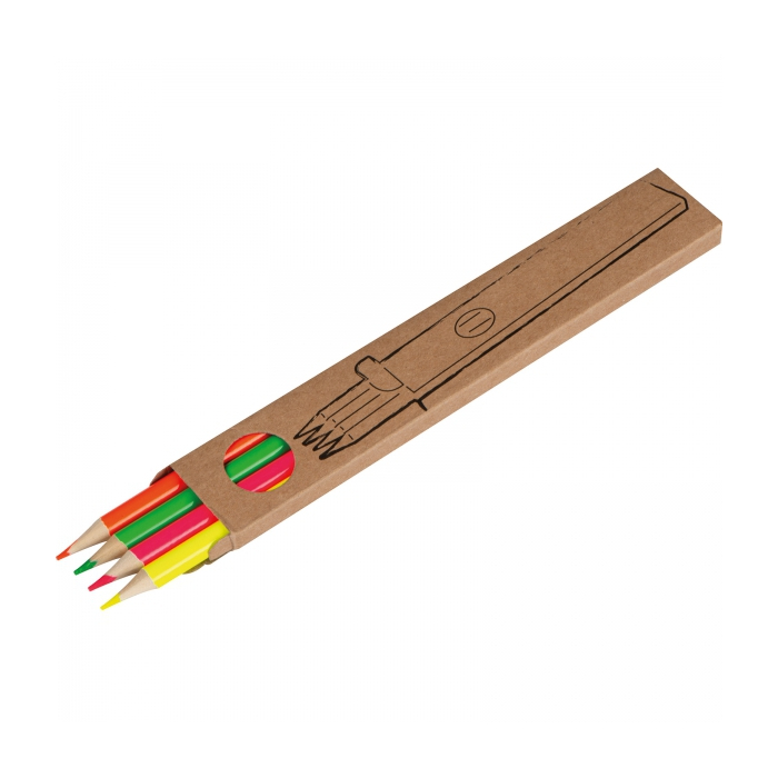 Kredki drewniane 4 kolory neonowe, wielokolorowy