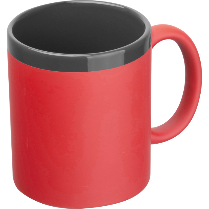Kubek ceramiczny soft-touch 300 ml RONALD, czerwony