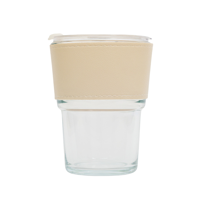 Kubek szklany Vigo 350 ml, beżowy/transparentny