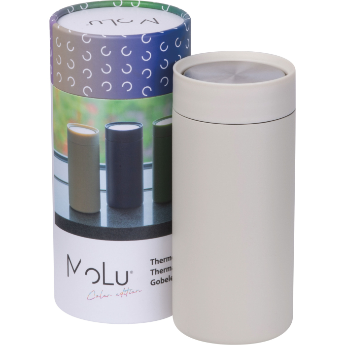 Kubek termiczny stalowy z recyklingu LE PORT MoLu 360 ml, beżowy