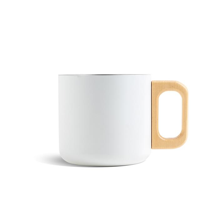 Kubek ze stali nierdzewnej o podwójnych ściankach o pojemności 350 ml, drewniany uchwyt / Neosteel