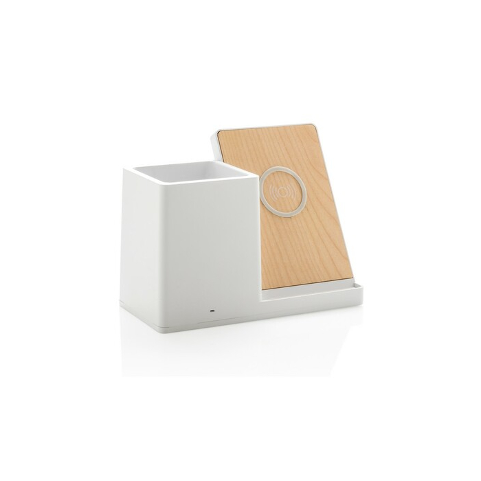 Ładowarka bezprzewodowa 10W, organizer na biurko Ontario biały