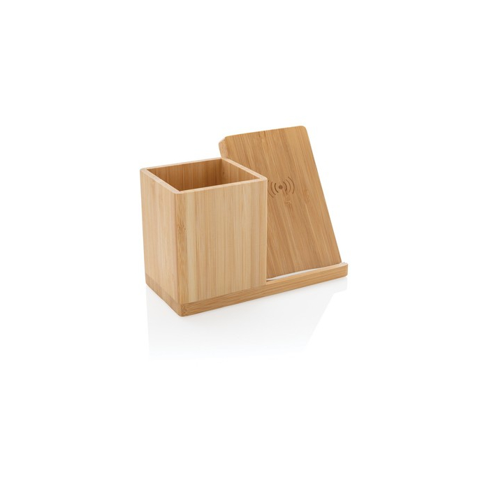 Ładowarka bezprzewodowa 5W, organizer na biurko Calgary brązowy