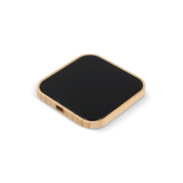 Ładowarka bezprzewodowa bambus i szkło 10W, czarny