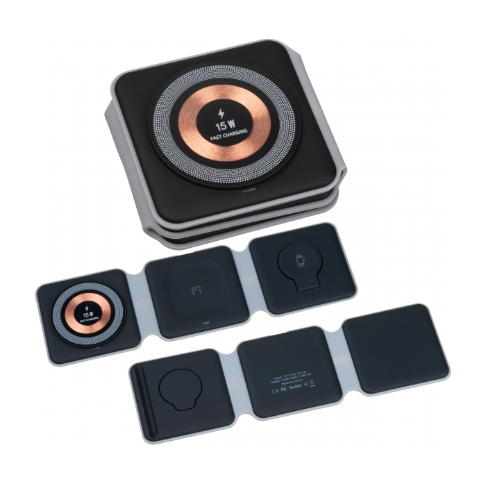 Ładowarka indukcyjna 3w1, czarny