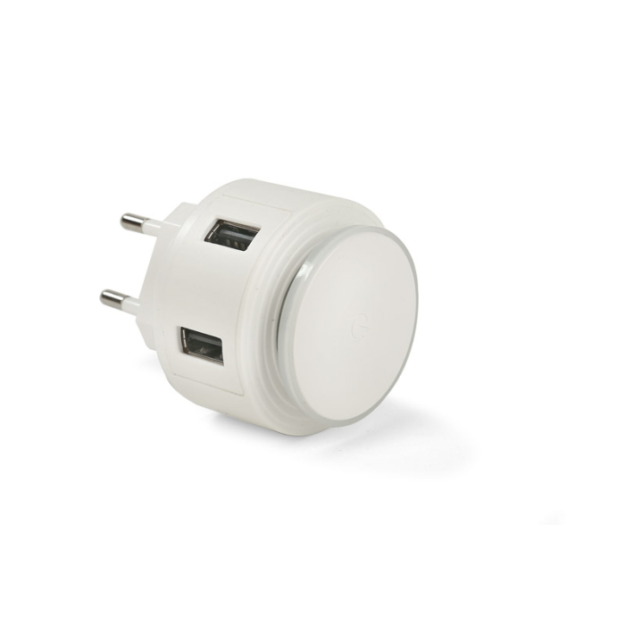 Ładowarka sieciowa USB z lampką nocną NOTTO biały