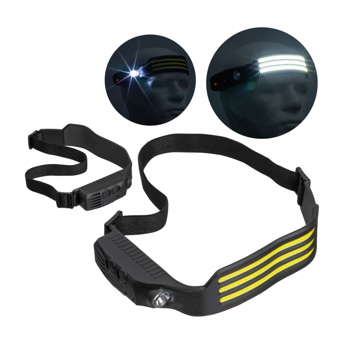 Latarka czołowa COB, czarny