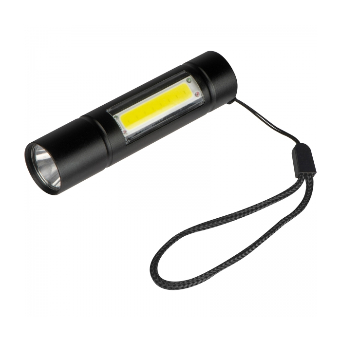 Latarka LED z diodą COB, czarny