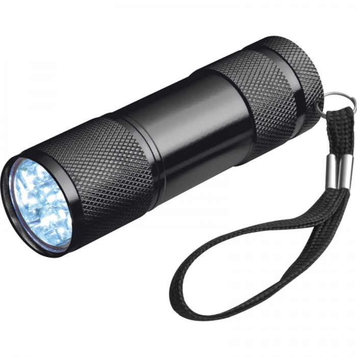 Latarka metalowa 9 LED, czarny