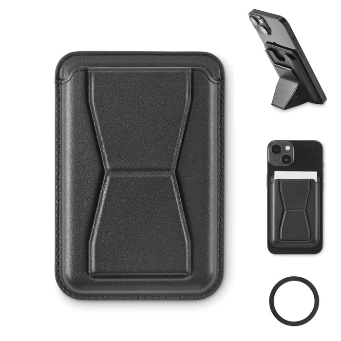 LEAMAG - Magnetyczny uchwyt na kartę PU, Czarny