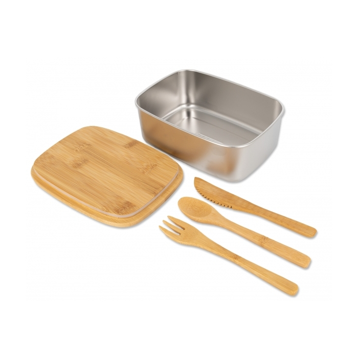 Lunch box ze sztućcami 1000 ml DIEST, beżowy