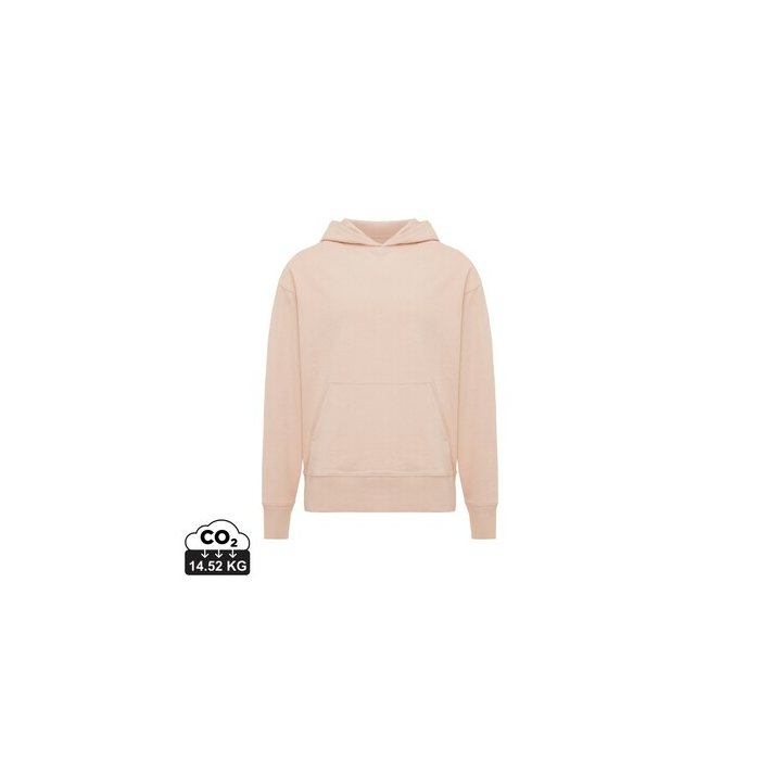 Luźna bluza z kapturem z bawełny z recyklingu Iqoniq Yoho czerwony