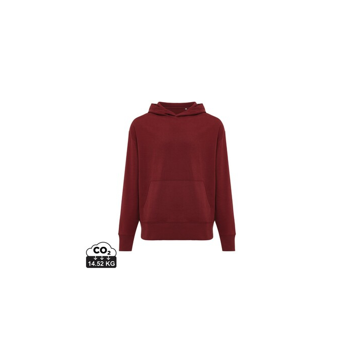 Luźna bluza z kapturem z bawełny z recyklingu Iqoniq Yoho czerwony