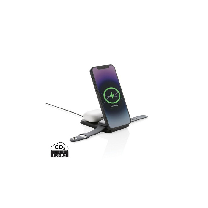 Magnetyczna ładowarka bezprzewodowa 3 w 1 15W Swiss Peak czarny