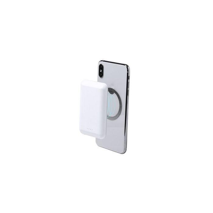Magnetyczny bezprzewodowy power bank 5000 mAh, ładowarka bezprzewodowa 5W biały