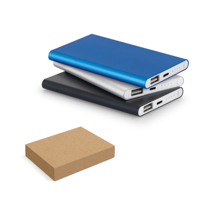 MARCET. Power bank slim 4'000 mAh z aluminium z recyklingu (100% rAL) i ABS z recyklingu (100% rABS)