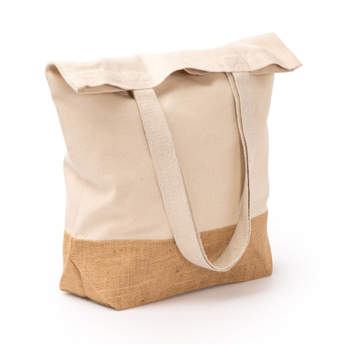 Mendes - Torba wykonana z bawełny pochodzącej z recyklingu o gramaturze 330 g/m² i naturalnej juty