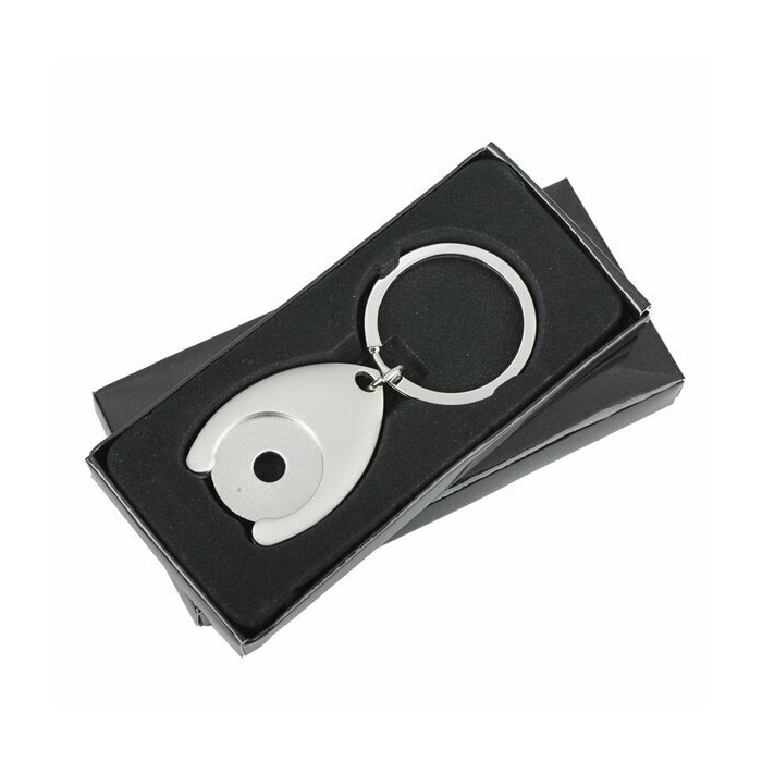 Metalowy brelok z żetonem Disc, srebrny