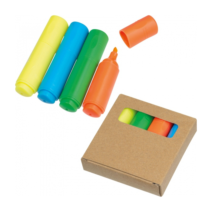 Mini zakreślacze 4 kolory, wielokolorowy