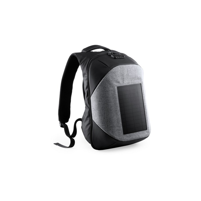 Nieprzemakalny plecak na laptopa 15" i tablet 10", ładowarka słoneczna szary