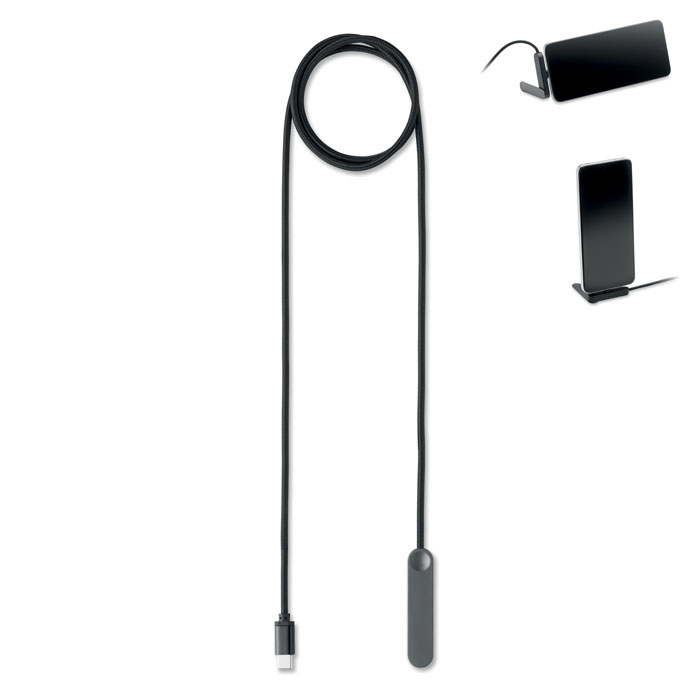 NIFTY - stojak na telefon z kablem USB-C o, Czarny