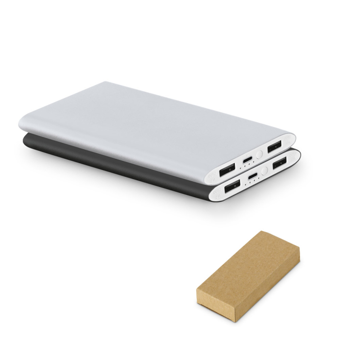 NOBEL. Power bank 7.200 mAh z aluminium pochodzącego z recyklingu (100% z rAL)