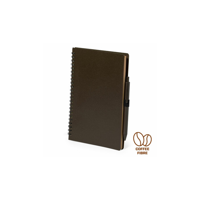 Notatnik A5 z łusek kawowych z długopisem brązowy