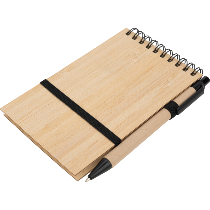 Notatnik A6 z czystymi stronami i długopisem, beżowy