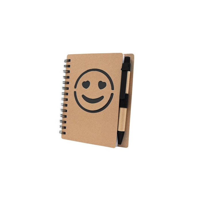 Notatnik ok. B7 "uśmiechnięta buzia" z długopisem | Dylan czarny