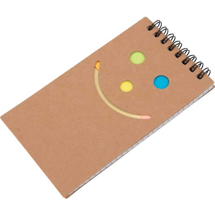 Notatnik w kratkę z karteczkami do markowania, brązowy