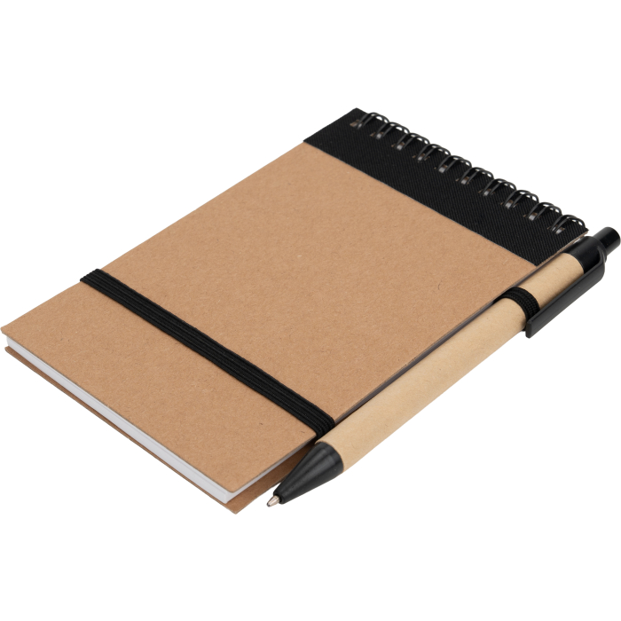 Notatnik w linie z długopisem, czarny