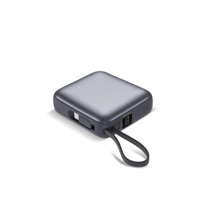 Nova Powerbank 22,5 W Power Delivery z wbudowanymi kablami 10 000 mAh, szary
