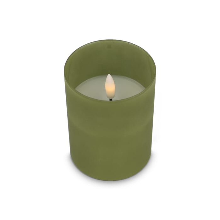 Nyelle Świeca woskowa LED z możliwością ładowania w szklanym pojemniku, zielony
