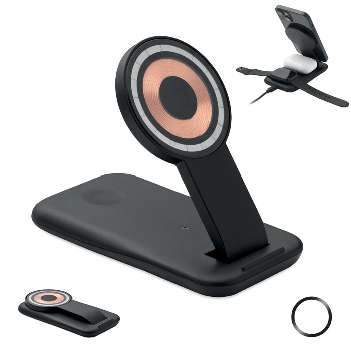 PENDOLESS - Bezprzew. ładowarka 3 w 1, 15W, Czarny