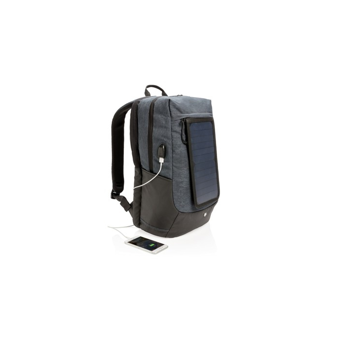 Plecak na laptopa 15,6", ładowarka słoneczna 7W Swiss Peak Eclipse czarny